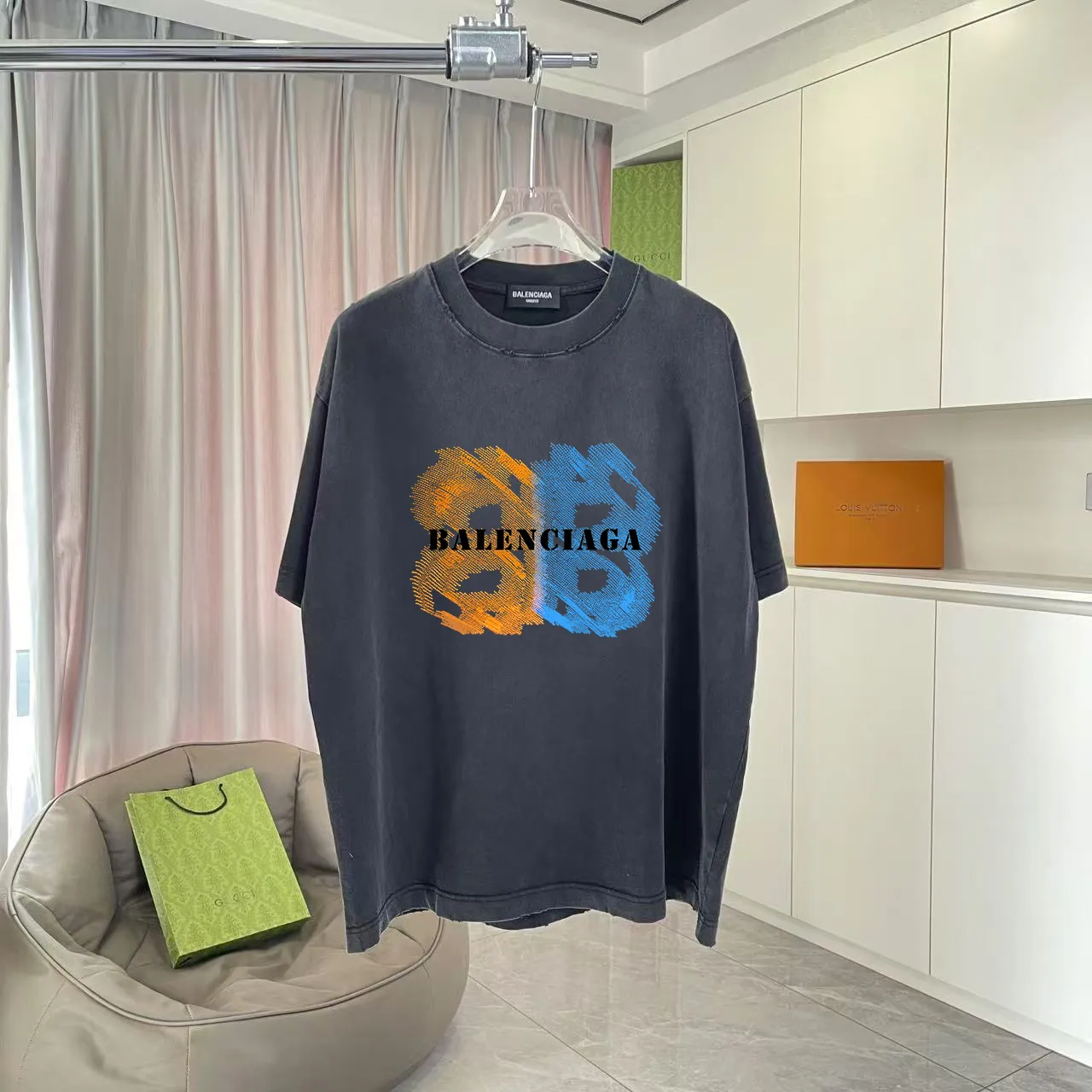 BALENCI*GA 2025 New Arrival logo 320g T Same Style Size：S M L XL XXL ：Black Gray Red Black